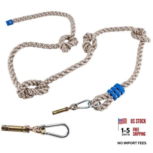 Climbing Rope for Kids, 8.2 FT Long with 4 Knotted Steps, Playground Grey