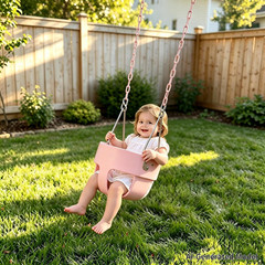 Toddler Swing, Full Bucket Baby Swing Seat & Iron Chains (Pink) | Baby Swing Out