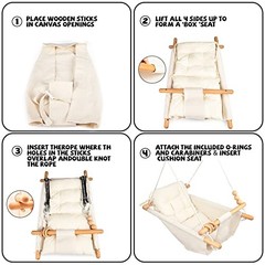 Baby Swing Outdoor Indoor for Infants to Toddlers, Portable Adjustable Cream
