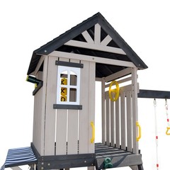 Large Wood Kid Swing Set Slide,Rock Wall,PlayKitchen Backyard Outdoor Playground