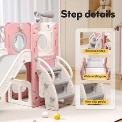 6 in 1 Playset with Slide, Slide with Basketball Hoop, , Ring Toss, Indoor Ou…