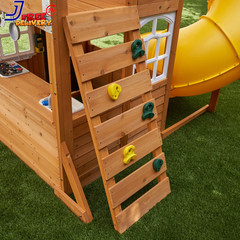 Castlewood Wooden Swing Set Playset with Clubhouse Mailbox Slide and Play Kitche