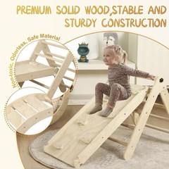 “Pikler Triangle Set with Cushion, 7-in-1 Montessori Climbing Toys for Toddlers”
