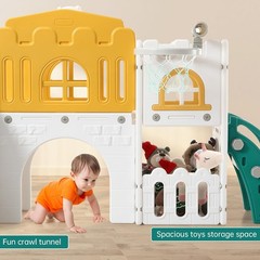 8 in 1 Toddler Slide Playset for Age 1-3 with Climber Toy Storage Orange & Green