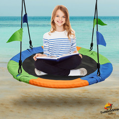 Columpio Redondo Portátil 1m para Árbol 300kg Resistente Niños Adultos Exterior