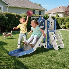 6 in 1 Toddler Slide – L-Shaped Baby Slide for Toddlers Aged 1-3 with Basketb…