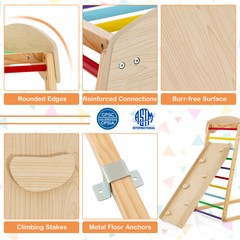 6-in-1 Jungle Gym Montessori Play Set Climbing Stakes Cotton Ropes Rods Colorful