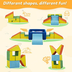 Soft Foam Climbing Blocks with Ball Pit, 6PCS Color Indoor Climbing Toys for Tod