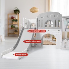 8 in 1 Toddler Slide Playset for Age 1-3 with Climber Toy Storage White and Gray