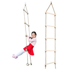 Children Climbing Rope Ladder Wooden Material Kids Swing Indoor Outdoor Game Toy