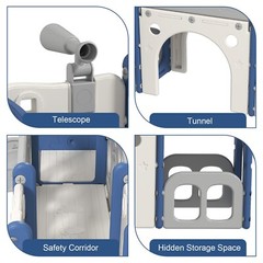8 in 1 Toddler Climber Slide Playset Outdoor Indoor Slide Playset for Kids Blue