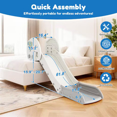 Adjustable Toddler Couch Slide, Adjustable Height Indoor Slide with HDPE Non-Sli