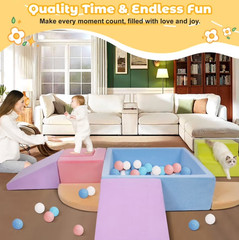 Yexmas 7-Piece Soft Foam Climbing Toys Set with Ball Pit – Multicolor – New