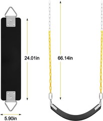 Swing Set, Seat with 66 Inch Anti-Rust Chains Thermoplastic Coated, Support 2…
