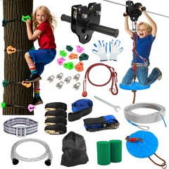 180FT Zipline for Backyard Kids and Adults Up to 400 lbs Zipline Pulley