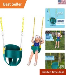 High Back Full Bucket Toddler Swing Seat with Plastic Coated Chains – Swing S…