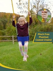 Heavy-Duty High Back Full Bucket Toddler Swing Seat | Coated Chains Fully Blue