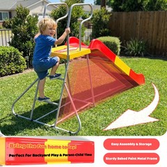 2-in-1 Kids Climbing Slide 76.4-Inch Smooth Slide Track Anti-Slip Steps Outdoor