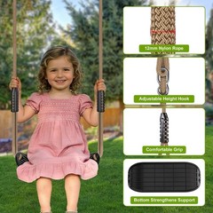 Heavy Duty Swing Seat W/ Adjustable Rope Plastic Tree Swing Seats Kids Black