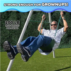 Everest Metal Swing Set Kids outdoor swing set with 3 swing seats for up to 3-ch
