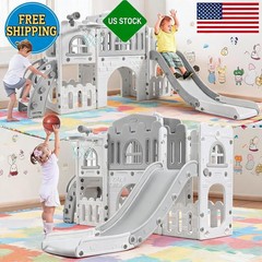 Playground Set – Slide, Climber, Basketball Hoop Tunnel Telesco Toddler 8-in-1