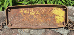 1960s Vtg Yellow Metal Flat Swing Seat w/original chain industrial decor Blazon?