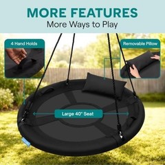 Saucer Swing with Tree Hang Kit, 40” Outdoor Tree Swing, 2 Adjustable Hanging…
