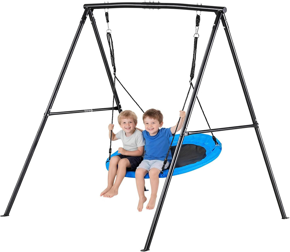 40 In Saucer Swing Seat W/ Heavy Duty A Frame Metal Stand 440lbs Load Capacity