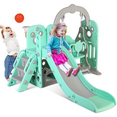 Kids Slide and Swing Set, 5 in 1 Toddler Slide Climber Indoor Outdoor Playground