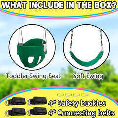 Toddler Swing Set for outside – High Back Full Bucket Seat with 4 Hanging Straps