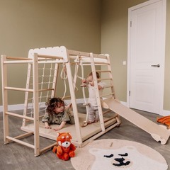 Indoor Jungle Gym 8 in 1 Montessori Climbing Set Toddler Playground Swing Slide