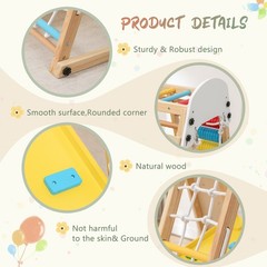 Foldable Kids Climbing Frame & Slide Wooden Playground Swing Monkey Bars