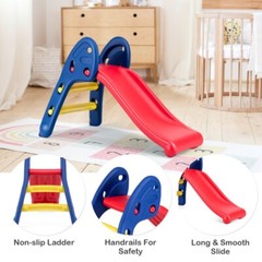 2-Step Children Folding Slide Plastic Fun Toy Sturdy Kids Indoor Outdoor Playset