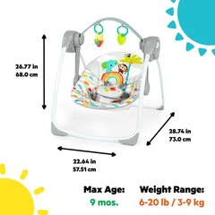 Bright Starts Playful Paradise Portable Compact Automatic Baby Swing Music