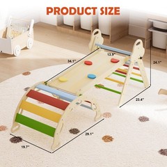 7-in-1 Toddler Climbing Toys Set – Foldable Wooden Montessori Triangle, Ramp & L