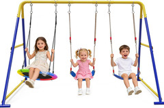 3-In-1 Swing Set for Backyard for Kids, with 1 Platform Swing, 2 Belt Swing, 600