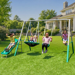 Northridge Metal Swing Set with Slide and Swings for Kids 3-8