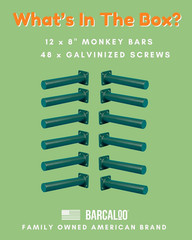 Barcaloo Outdoor Monkey Bars for Kids- Set of 12, 8 Inch Single Sided Green Meta