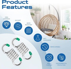 2Pack Porch Swing Springs Heavy Duty Stainless Steel Rust Resistant 1300lb