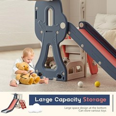 Toddler Slide,Kids Climber Slide with Storage Space and Non-Slip Red