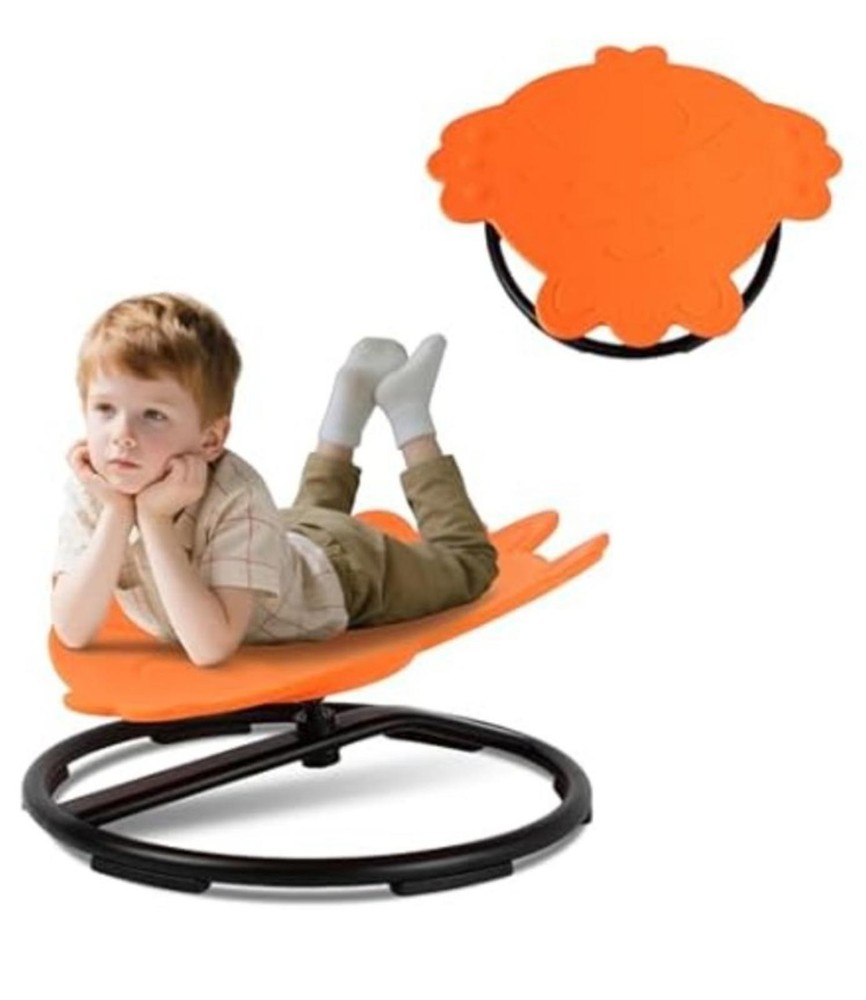 FAHKNS Spinning Chair Orange ADHD Autistic Kids Sensory Sit And Spin Upgrade NEW