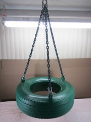 LARGE Green Plastic Tire Swing Swing Set Seat with Coated Chain