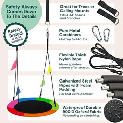 40″ Saucer Swing for Kids Outdoor – Gifts for Indoor Playroom & Birthday – Tr…