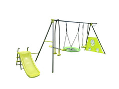 6 Function Swing Set w/ Net Swing, Slide, Hoop, 440 lbs, Green