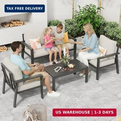4-Piece Aluminum Outdoor Patio Furniture Sets All-Weather Patio Conversation Set