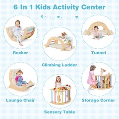 6 in 1 Kids Climbing Arch Playset Removable Cushion Stoppers Multi Indoor Gym