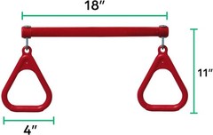 Children’s Trapeze Swing Set in Red: Includes Heavy-Duty Chains & Carabiners
