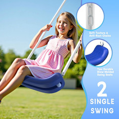 3-In-1 Swing Set for Backyard for Kids 3-8, 550Lbs, Heavy Duty Metal A-Frame for