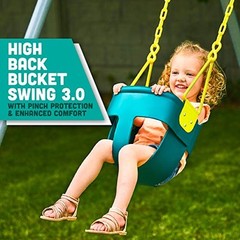 High Back Full Bucket Toddler Swing Seat 3.0 with Finger Grip, Plastic Green