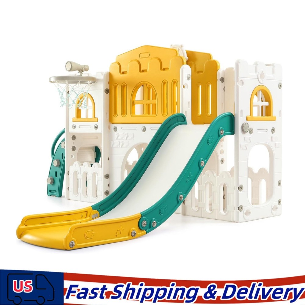 8 in 1 Toddler Slide Playset Indoor Playground Kids Baby Outdoor Indoor Playset